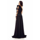  Rochie lungă din voal negru Bertha cu mânecă din dantelă şi peplum 3