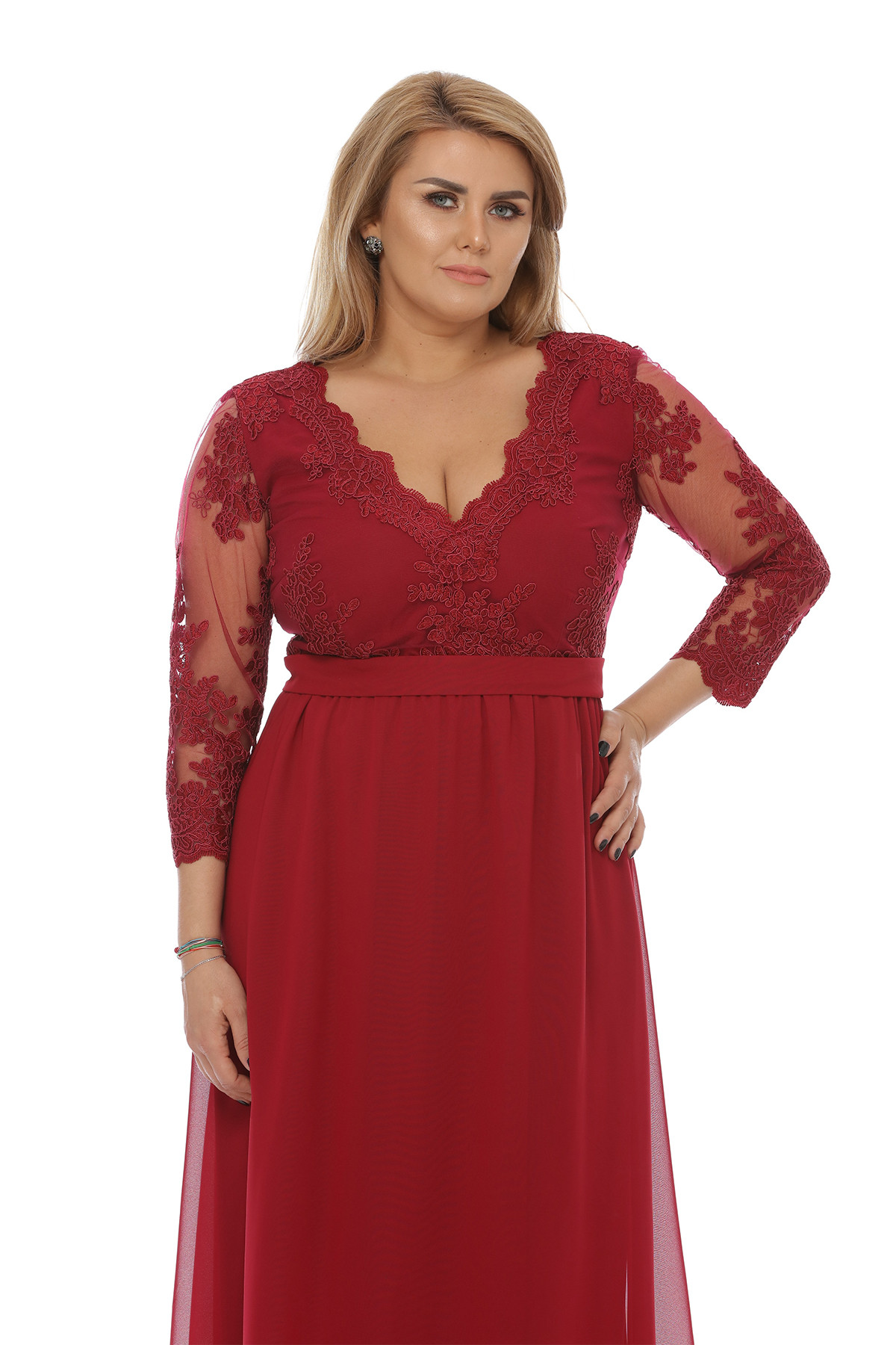 Pay attention to I've acknowledged ebb tide Rochie Plus Size Dian Bordo - Rochie de seara lunga - Miss Grey!