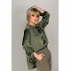  Cămaşă din satin oversize cu nasturi kaki 2
