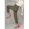 Pantalon kaki cu pense şi manşetă