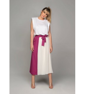 Fustă midi asimetrică plisată fucsia