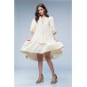 Rochie largă bej asimetrică din pânză topită