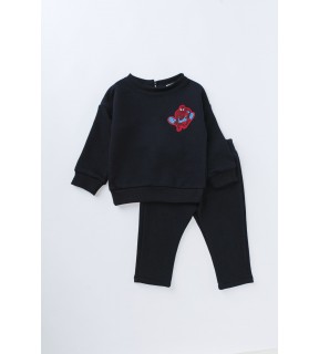 Compleu din bumbac flauşat cu broderie SPIDERMAN pentru băieţi