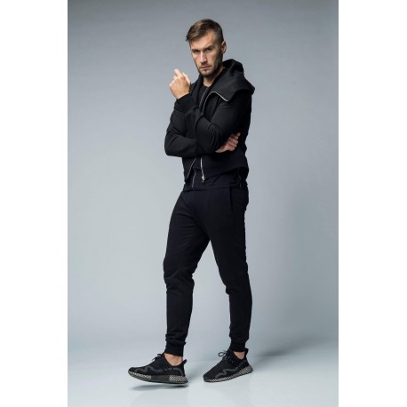 Pantaloni jogger din bumbac flauşat cu benzi laterale