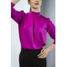 Top din satin cu pliuri la guler Kesia
