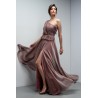Rochie maxi din voal cu bust fronsat pe un umăr