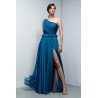 Rochie maxi din voal cu bust fronsat pe un umăr