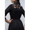 Rochie din poplin cu inserţie din dantelă