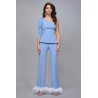 Compleu din stofă cu top asimetric și peplum și pantalon Siona