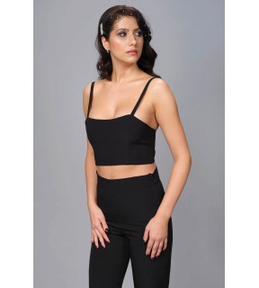 Top cropped cu balene şi beretele Juliet